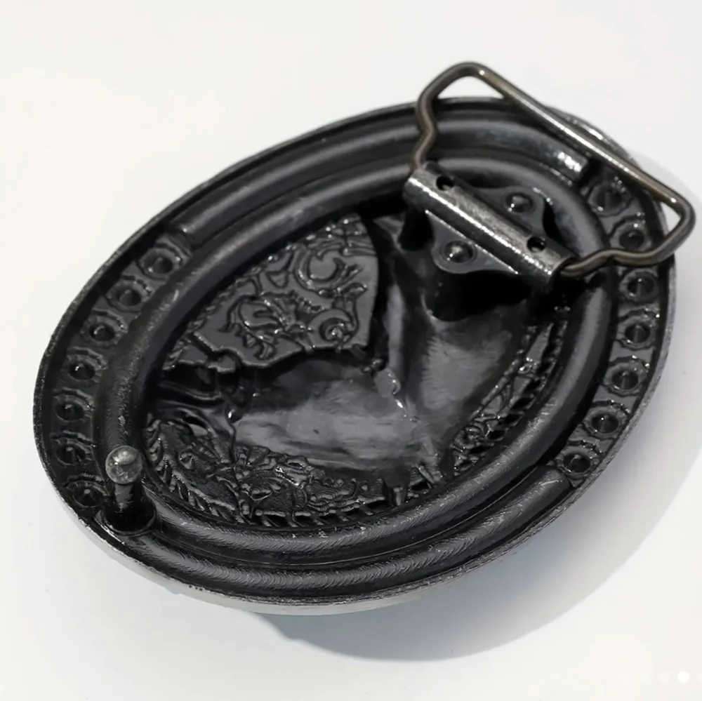 New men's horse cowboy western belt buckle blue beads